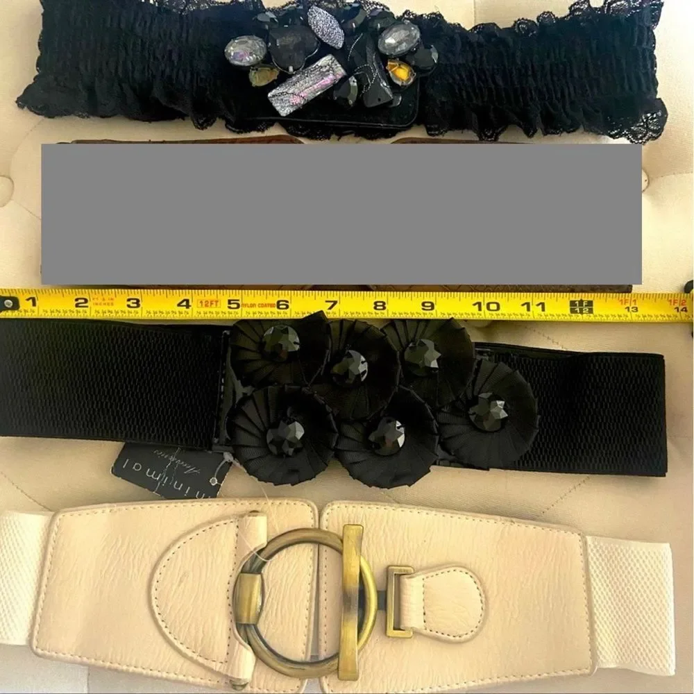3 Vintage Belts Stretch Faux Leather